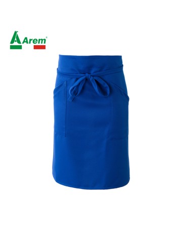 Delantal Horeca color royla azul, modelo largo, tejido resistente a los lavados pesados