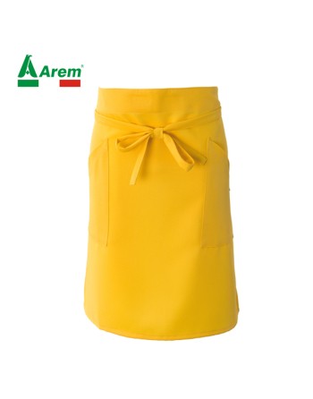 Tablier jaune 100% polyester pour horeca, tissu résistant aux lavages intensifs