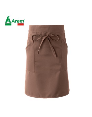 Tablier maron clair 100% polyester pour horeca, tissu résistant aux lavages intensifs