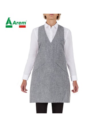 Tablier gris clair, col réglable avec boutons, personnalisable avec logo