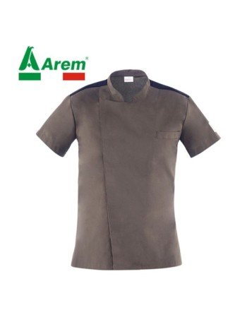 Giacca cuoco colore tortora, stile coreano, con tessuto traspirabile e molto resistente ai lavaggi.