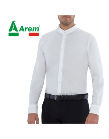 Chemise horeca blanche de tradition et d'inspiration orientales, décontractée et élégante avec logo personnalisé.