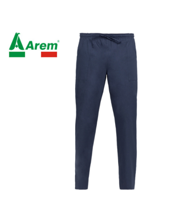 Pantalone per settore medicale e wellness colore blu navy, 2 tasche, 1 tasca dietro, 100% cotone, personalizzabile.