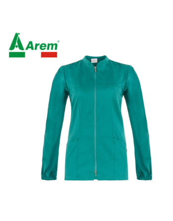 Green-coloured ladies' tunic for medical and beauty centres, slim fit, wash resistant.