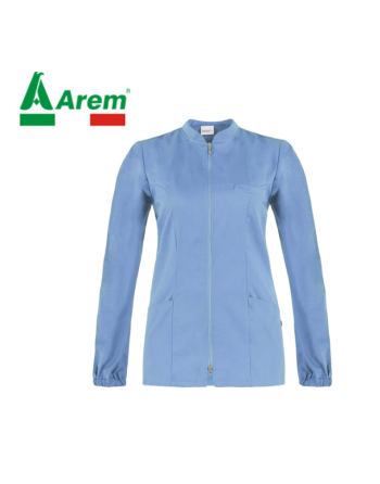 Casacca donna colore azzurro per centro medico ed estetico, slim fit, resistente ai lavaggi.