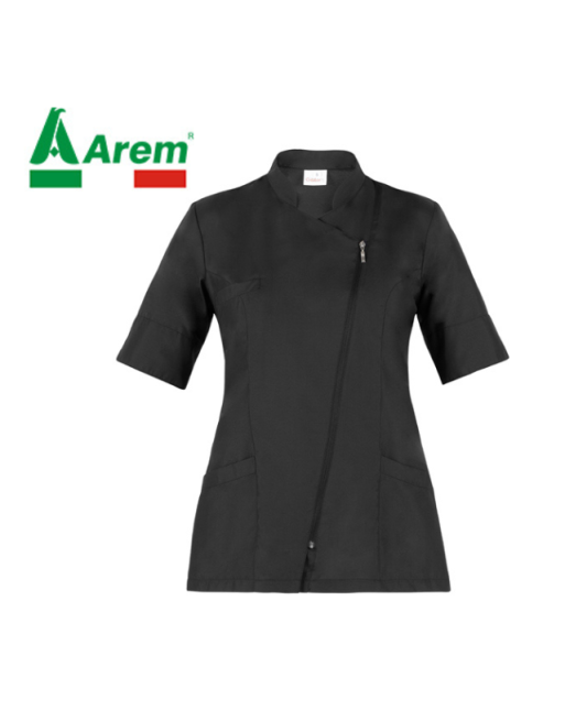 Casacca donna colore nero per settore medico, welllness e centri riabilitativi.
