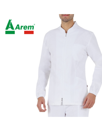 Casacca con zip lunga colore bianco per centri medici e riabilitativi