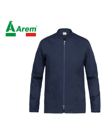 Casacca con zip lunga colore blu navy per centri medici e riabilitativi