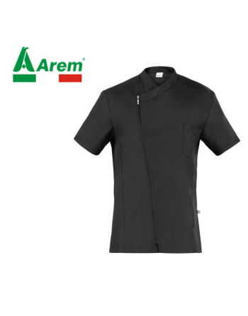 Casacca unisex in tessuto microfibra colore nero, leggera e repellente alle macchie.