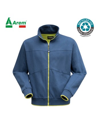 Recycled polyester sweatshirt in Legionnaire Blue, with zip and two-coloured inserts