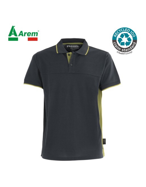 Recycled polyester grey polo shirt, with custom logo