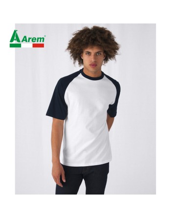 T-shirt baseball con maniche a colori, personalizzabile con stampa e ricamo