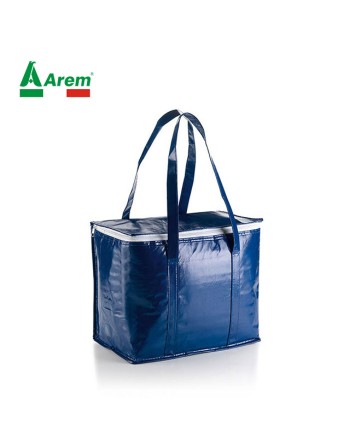 Borsa frigo in tessuto laminato personalizzabile con stampa o ricamo colore blu