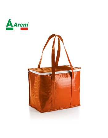Borsa frigo in tessuto laminato personalizzabile con stampa o ricamo colore rosso