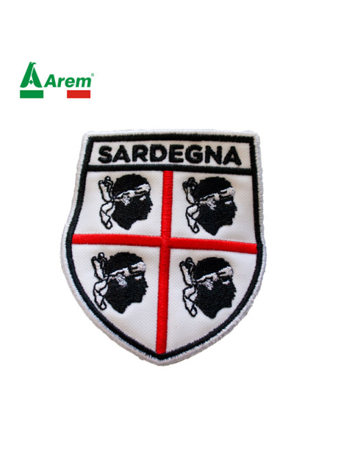Toppa patch scudetto Sardegna  ricamate termo applicabili a caldo su abbigliamento.