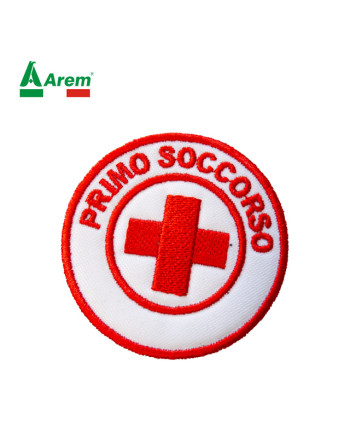 Embroidered patches for heat-sealing onto clothing, first aid.