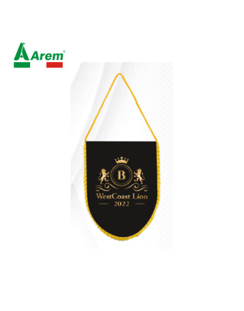 Mini pennant with rounded tip and print and coordinates, for sports clubs and associations.