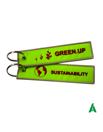 Portachiavi verde fluorescente con scritta personalizzata simili a remove before flight
