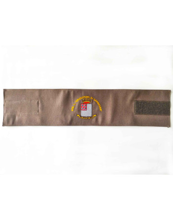 Military logo embroidered on an armband for military uniforms