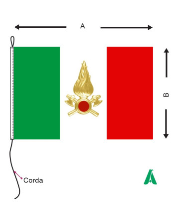 Bandera tricolor italiana con el emblema de los Bomberos personalizado, tejido para exteriores