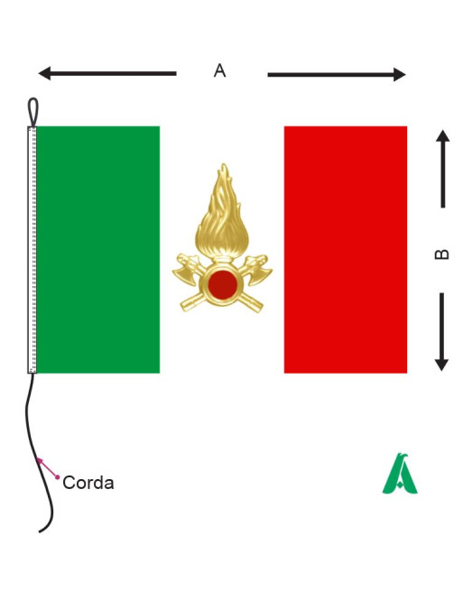 Italian tricolour flag with personalised fire brigade emblem – outdoor fabric