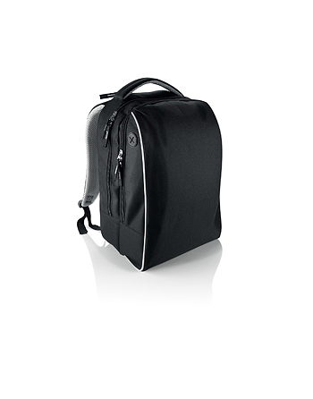 Zaino porta laptop e computer, con uscita cuffie, protezione antipioggia, colore nero, per aziende, imprese e ufficio.