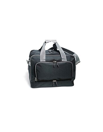 Black and grey duffle bag for travelling