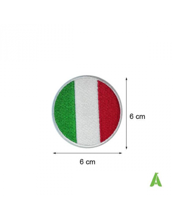 Italian flag diameter cm 6x6 to sew and heat-apply on garment and textile, Art. FLAG300