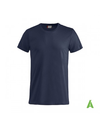 Bespoke navy blue T-shirt with embroidered logo, unisex, short sleeves, for events, companies, promotions, sport. Colour 580.