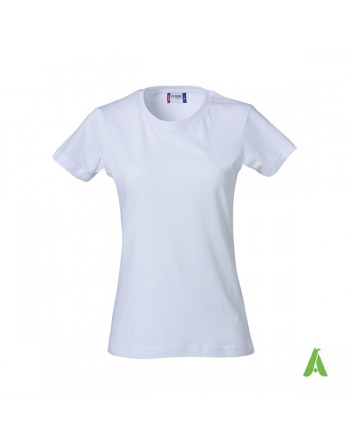 T-shirt femme couleur blanche 00, à manches courtes, en jersey ring spung 100% coton pour promotionnel.