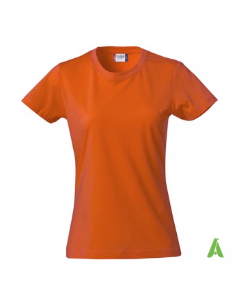 Orange Damen-T-Shirt, kurze Ärmel, 100% Baumwollring mit Spungjersey für Unternehmen, Sport, Verbände.