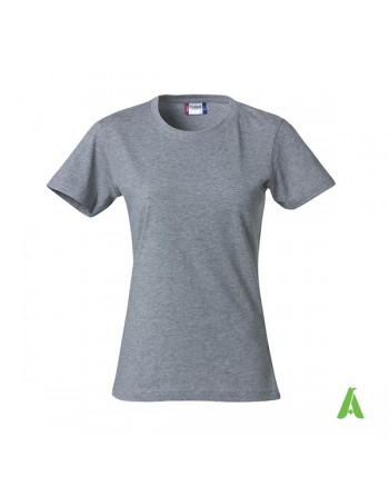 T-shirt femme couleur gris melange 95, à manches courtes, en jersey ring spung 100% coton pour promotionnel.