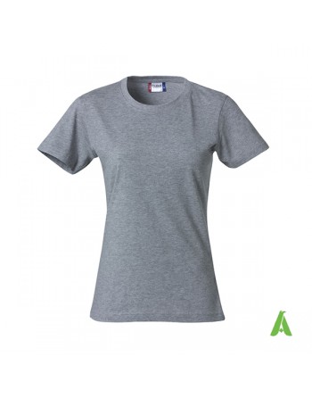 Camiseta de mujer, color gris melange 95, mangas cortas, tejido de punto spung 100% algodón para empresas, deportes.