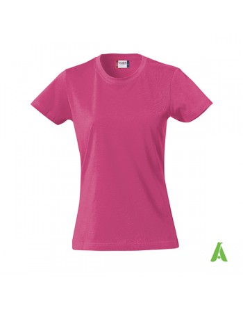 Fucsia Damen-T-Shirt, kurze Ärmel, 100% Baumwollring mit Spungjersey für Unternehmen, Sport, Verbände.