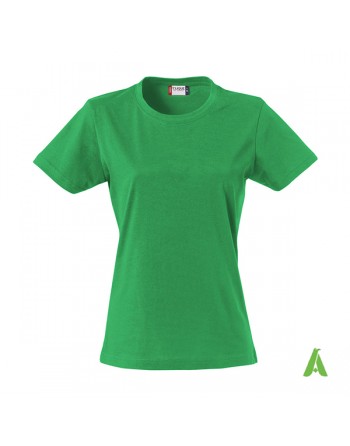 Grüne Damen-T-Shirt, kurze Ärmel, 100% Baumwollring mit Spungjersey für Unternehmen, Sport, Verbände.