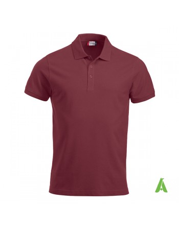 Piquet poloshirt burgundy color 38 , unisex, short sleeves, with bespoke logo for companies, freetime, promotions.