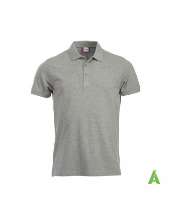 Piquet poloshirt melange grey color 95, unisex, short sleeves, with embroidered logo for companies, freetime, promotions.
