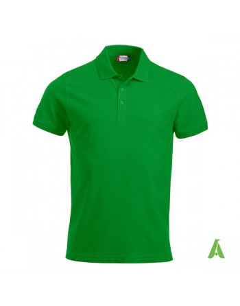 Polo unisexe vert 605, manches courtes, tissu peigné, avec broderies pour les entreprises et le temps libre.