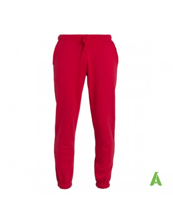 Sweatpants aus rotem Sweatshirtstoff für den Sport, personalisiert mit Stickerei oder Print.
