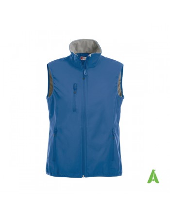 Gilet Softshell da donna color blu royal con ricamo personalizzato per aziende, sport e promozionale.