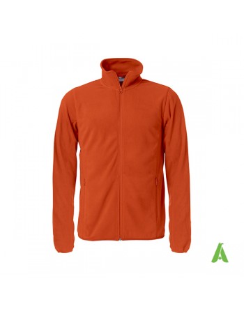Giacca Micropile uomo-unisex colore arancio con ricamo personalizzato per aziende, promozionale e sport.