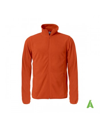 Orange unisex Micropile jacket with custom embroidery for companies, promotional and sport.
