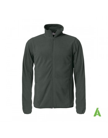 Chaqueta unisex Micropile gris antracita con bordados personalizados para empresas, promocionales y deportivos.