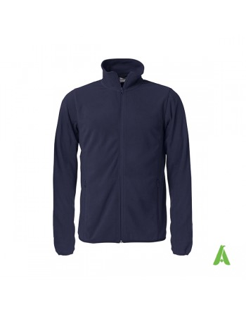 Chaqueta unisex Micropile color azul oscuro con bordados personalizados para empresas, promocionales y deportivos.