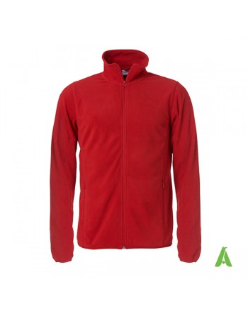 Chaqueta unisex Micropile color rojo con bordados personalizados para empresas, promocionales y deportivos.