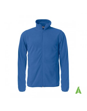 Giacca Micropile uomo-unisex colore blu royal con ricamo personalizzato per aziende, promozionale e sport.