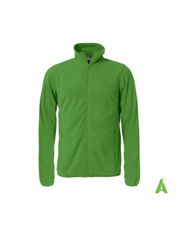 Chaqueta unisex Micropile color verde con bordados personalizados para empresas, promocionales y deportivos.