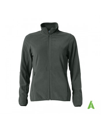 Giacca Micropile da donna colore grigio antracite con ricamo personalizzato per aziende, promozionale e sport.