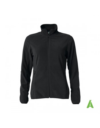 Giacca Micropile donna colore nero con ricamo personalizzato per aziende, promozionale e sport.