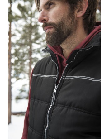 Gilet imbottito con profili rifrangenti in alta visibilita', personalizzato con ricamo per aziende, lavoro, e promozionale.
